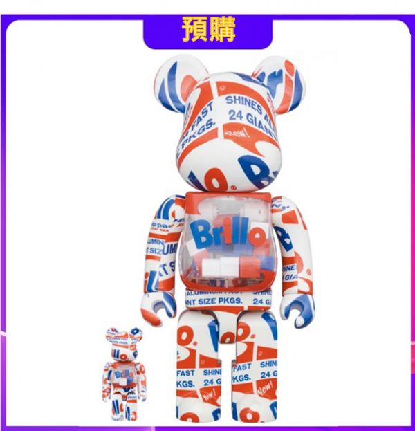 【預購】庫柏力克熊 BE@RBRICK 安迪沃荷 ANDY WARHOL "Brillo" 2022 500%&1000% 