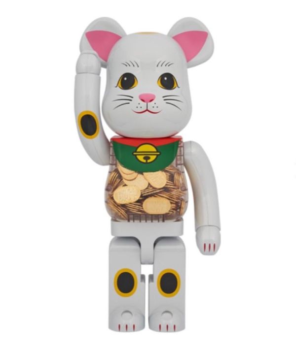 【預購】庫柏力克熊 BE@RBRICK 白色金幣招財貓 招き猫 小判 白メッキ 1000％ 