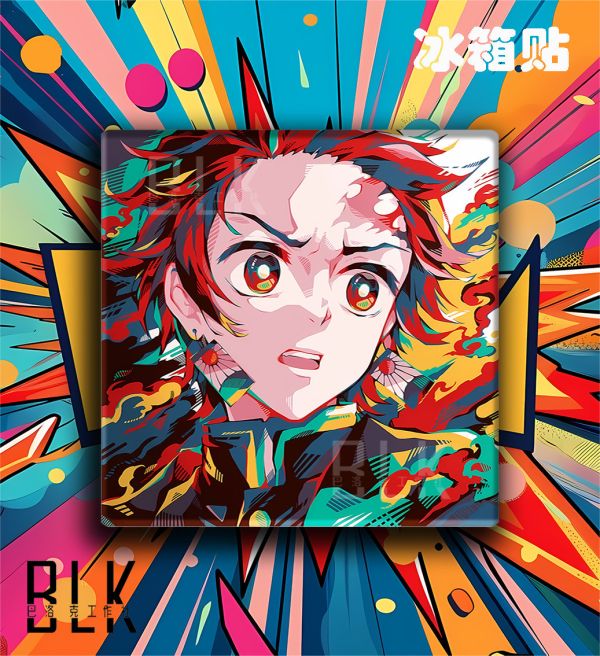 巴洛克 炫彩鬼滅四小隻鬼滅之刃無限城篇裝飾畫/冰箱貼 