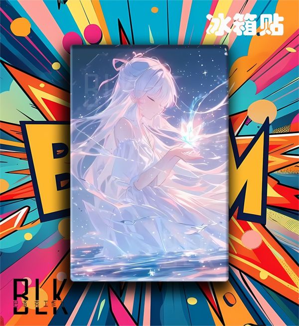 巴洛克 神裏綾華原神白鷺霜華雪中刀裝飾畫/冰箱貼 