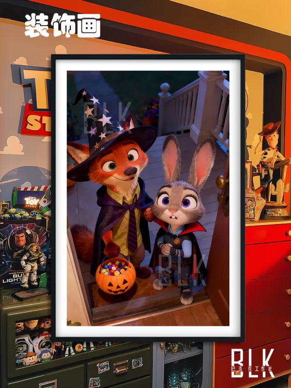 巴洛克《小朱迪與小尼克》瘋狂動物城Zootopia2裝飾畫冰箱貼 