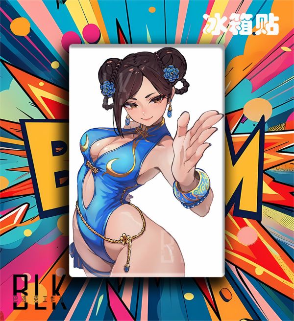 巴洛克《花之春麗》街頭霸王Chun-Li裝飾畫冰箱貼 