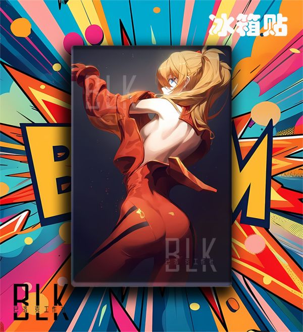 巴洛克《明日香背影》Asuka新世紀福音戰士裝飾畫冰箱貼 