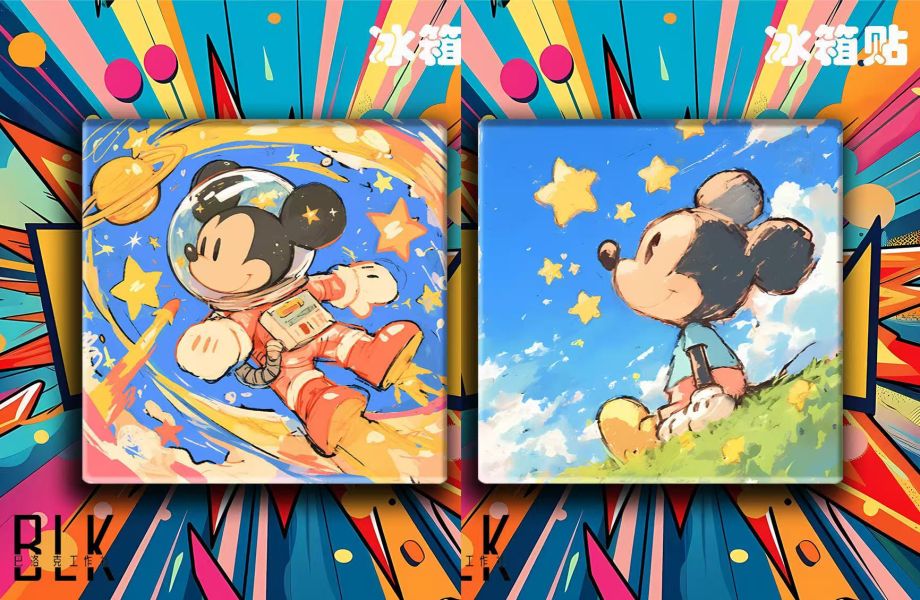 巴洛克 百變米奇米老鼠唐老鴨動漫藝術裝飾畫/亞克力冰箱貼 