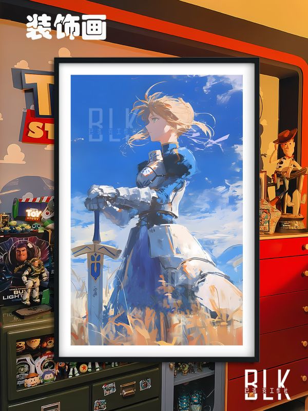 巴洛克《油畫saber》Fate亞瑟王阿爾託莉雅·潘德拉貢裝飾畫 