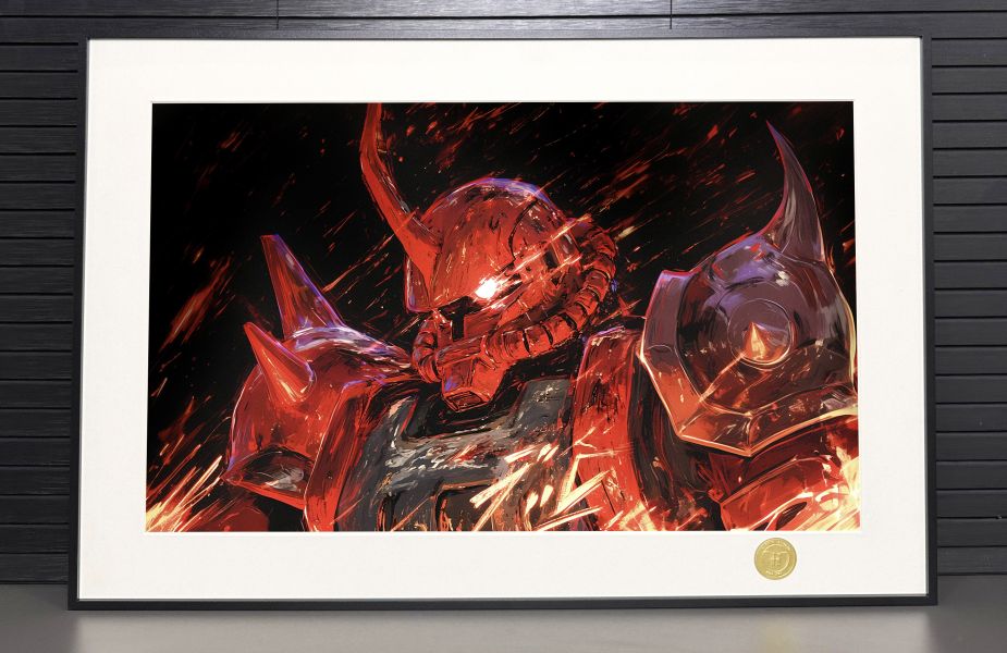 H2工作室 《紅色扎古》機動戰士高達紅色有角三倍速裝飾畫 