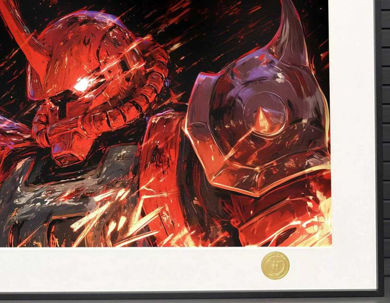 H2工作室 《紅色扎古》機動戰士高達紅色有角三倍速裝飾畫 