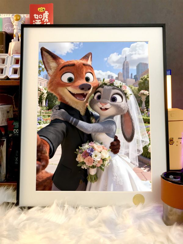 星空《動物城婚禮》瘋狂動物城2朱迪尼克裝飾畫 