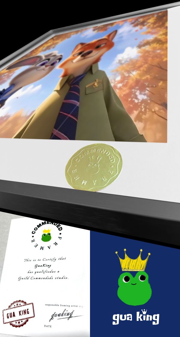 皇呱《狐兔秋日CP》瘋狂動物城狐尼克朱迪兔裝飾畫 