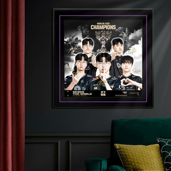 千鳥社《T1戰隊-第六冠》2025英雄聯盟全球總決賽冠軍成員簽名畫 