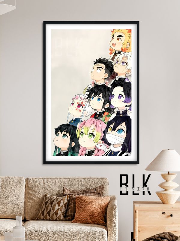 巴洛克《仰頭九柱》鬼滅之刃無限城篇裝飾畫冰箱貼 