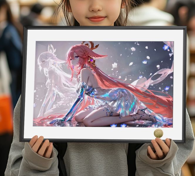 皇呱《曼妙身姿八重神子》原神大巫女狐之血裝飾畫 