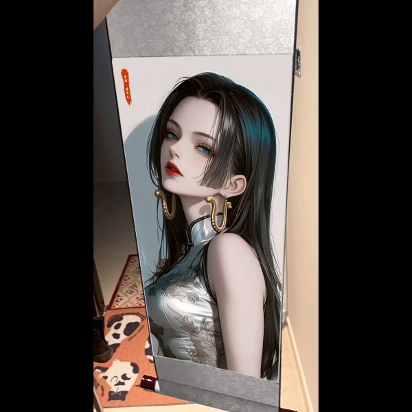 阿喵畫社 旗袍女帝卷軸畫 