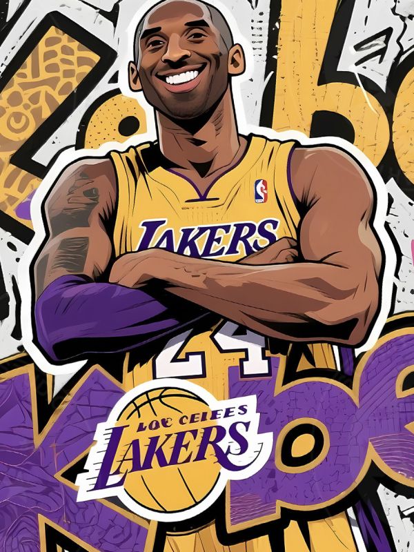 星空《塗鴉科比》黑曼巴小飛俠NBA洛杉磯湖人隊裝飾畫 