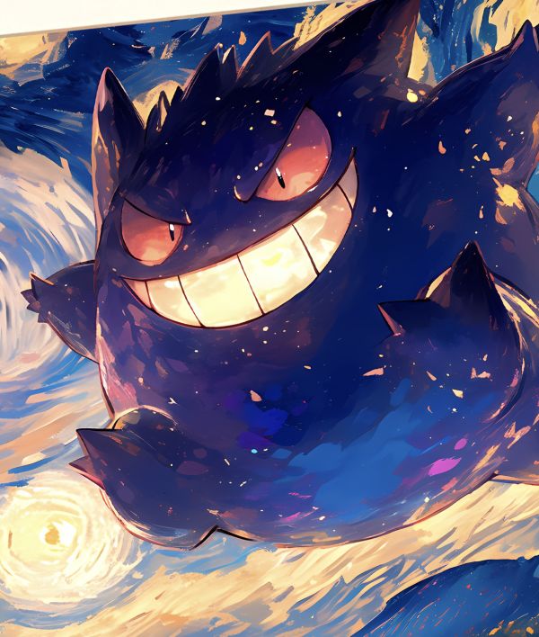 星空工作室 《星月夜耿鬼》寶可夢裝飾畫 