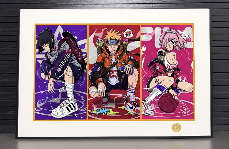 H2工作室《嘻哈三人組》火影忍者動漫裝飾畫 