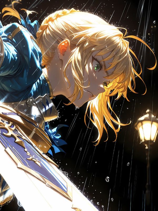 星空《月下吾王》阿爾託莉雅Fate亞瑟王Saber裝飾畫 