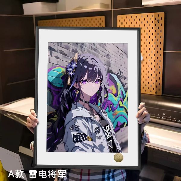 皇呱 《原神塗鴉系列》雷電將軍胡桃八重神子塗鴉潮流裝飾畫 