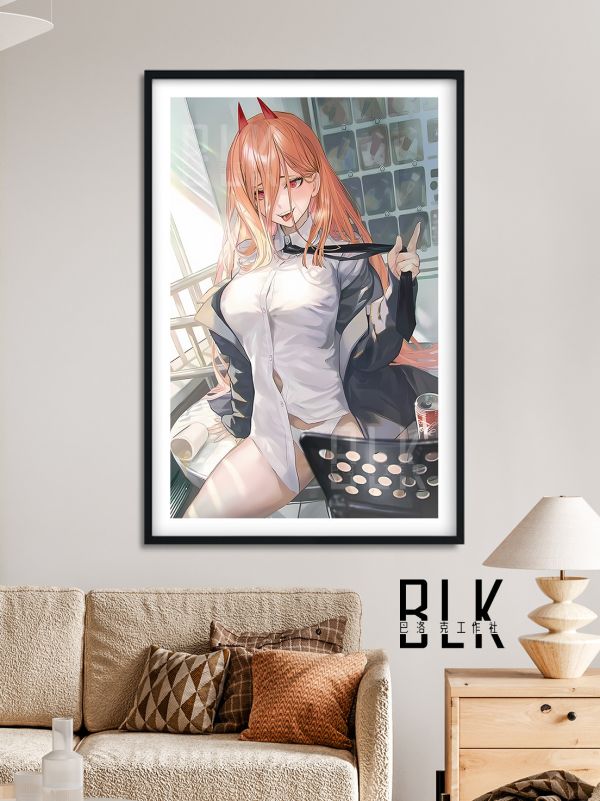 巴洛克《白衣帕瓦》鏈鋸人蕾塞篇power裝飾畫冰箱貼 