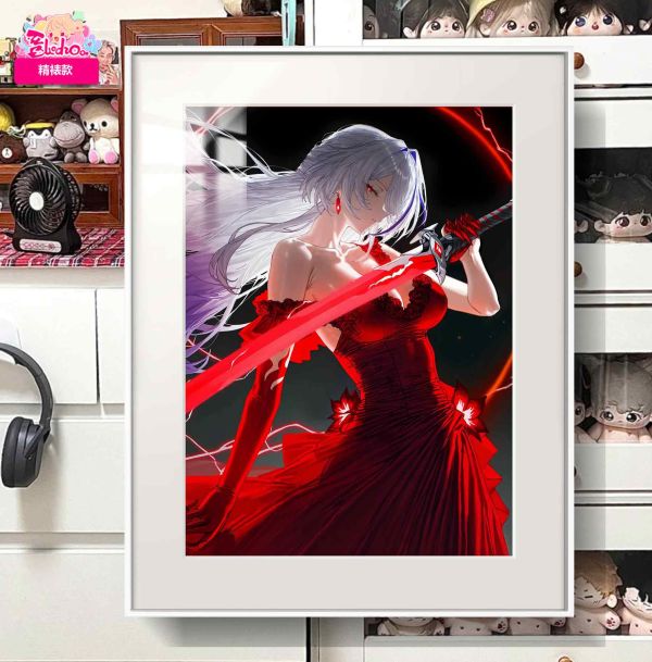 阿喵畫社 陰冥白髮黃泉精裱畫 