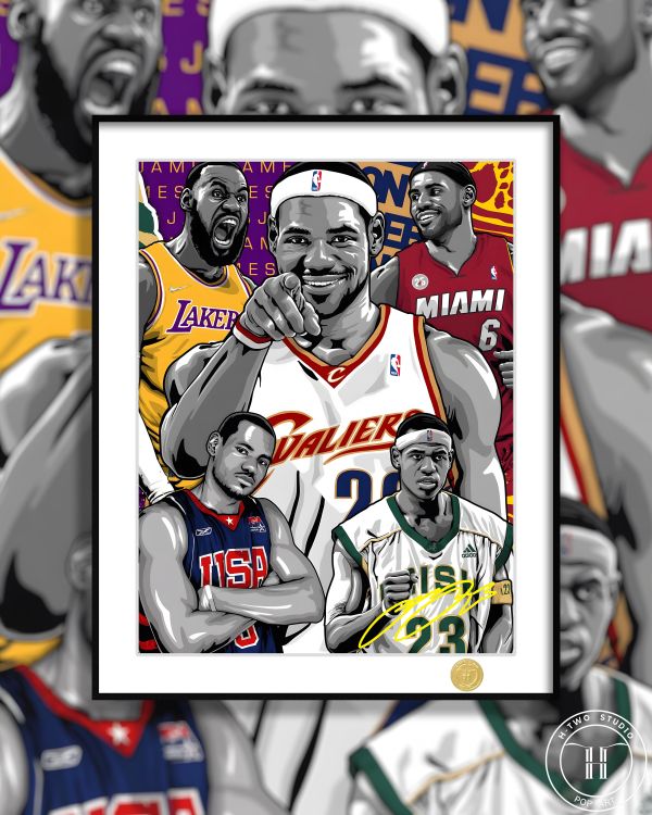 H2 《勒布朗詹姆斯》NBA湖人騎士熱火詹姆斯老詹裝飾畫 