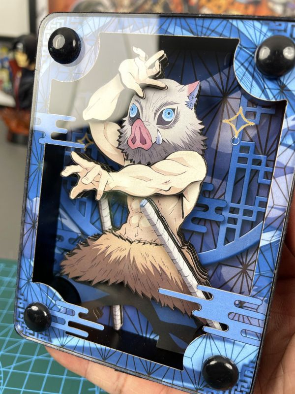 萌萌匠 鬼滅之刃甘露寺蜜璃嘴平伊之助3D立體裝飾畫方磚 