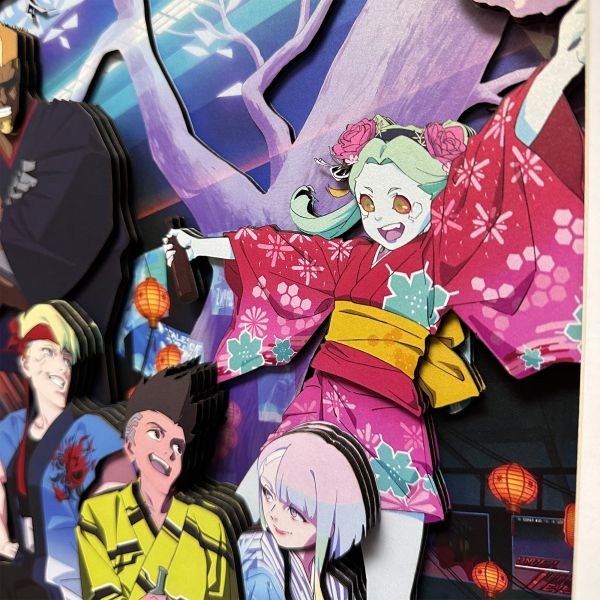 凹凸PANDA 賽博朋克邊緣行者Cyberpunk櫻花節3D手工紙藝立體畫 