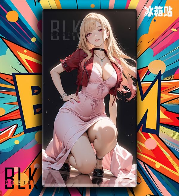 巴洛克《粉衣喜多川》海夢更衣人偶墜入愛河裝飾畫冰箱貼 