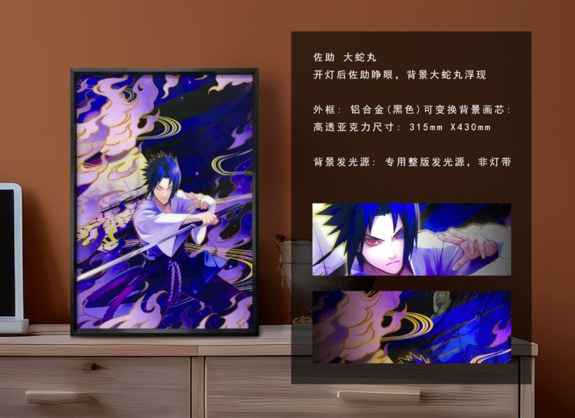萌萌匠 火影忍者佐助寫輪眼大蛇丸燈光裝飾畫二次元周邊掛畫禮物 