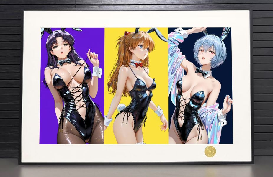 H2工作室 《兔女郎eva》新世紀福音戰士明日香綾波麗葛城美里裝飾畫 
