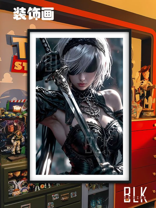 巴洛克《黑衣尤爾哈》2B尼爾機械紀元夜裝飾畫冰箱貼 