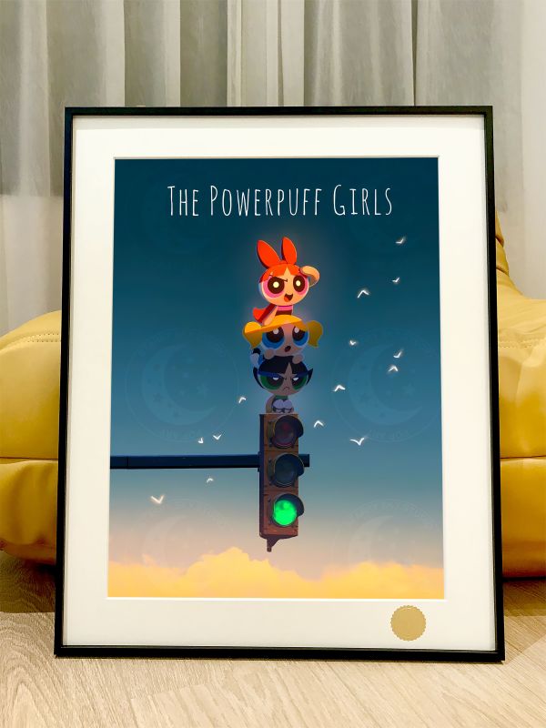 星空《飛天小女警》The Powerpuff Girls花花泡泡毛毛裝飾畫 