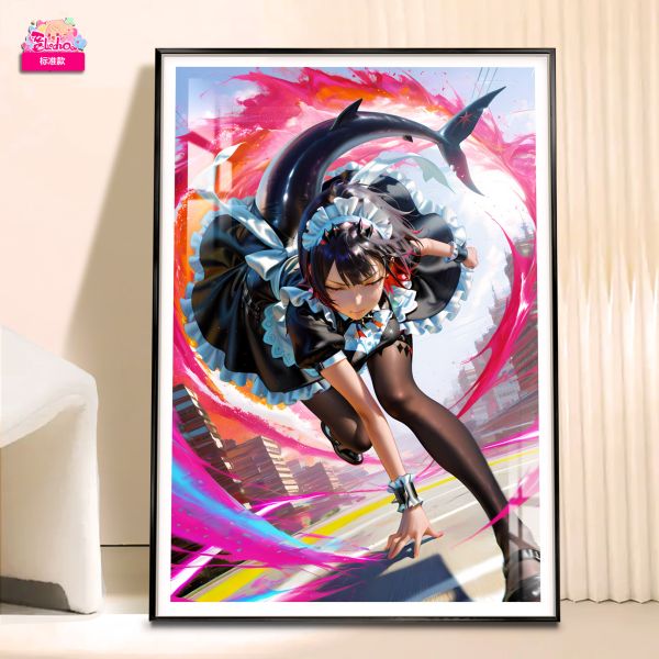 阿喵畫社 戰鬥姿態 鯊魚妹裝飾畫 