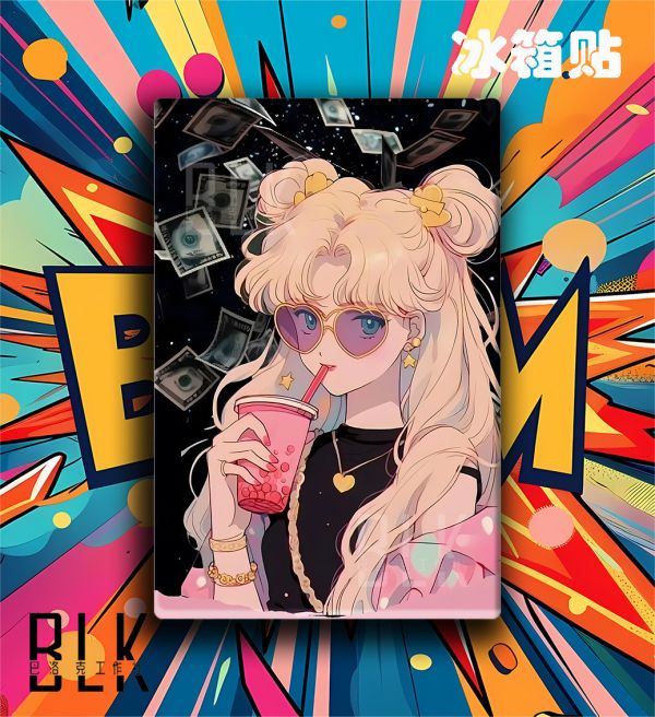 巴洛克 發財美少女戰士水兵月裝飾畫/冰箱貼 