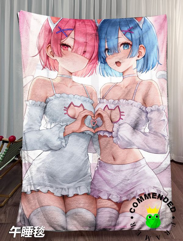 皇呱《雷姆拉姆比心》Re：從零開始的異世界生活睡衣裝飾畫 