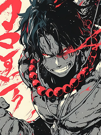 巴洛克《國風艾斯》燒燒果實Ace海賊王裝飾畫冰箱貼 