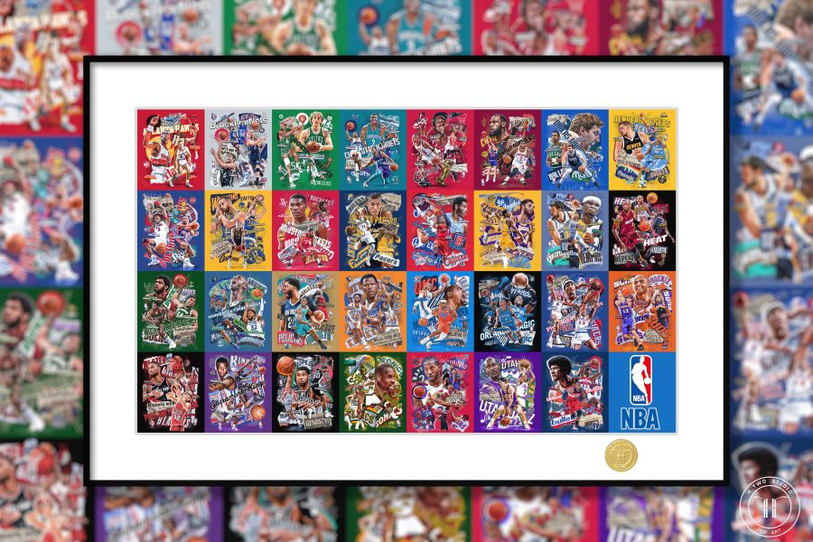 H2工作室 《NBA球隊合集》科比喬丹詹姆斯庫里歐文哈登威少裝飾畫 