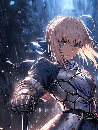 巴洛克《雨中saber》Fate亞瑟王阿爾託莉雅·潘德拉貢裝飾畫冰箱貼 