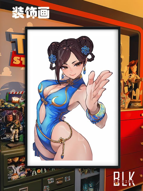 巴洛克《花之春麗》街頭霸王Chun-Li裝飾畫冰箱貼 