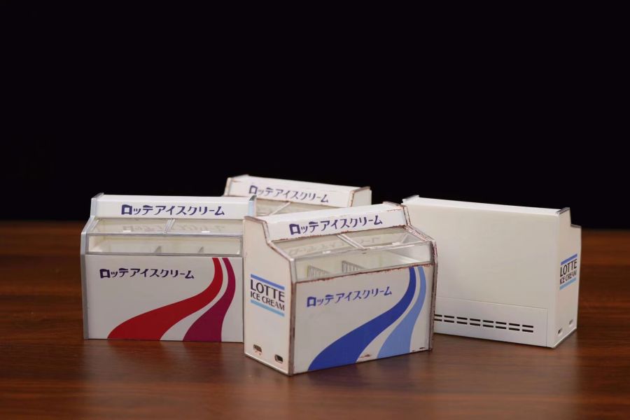 發條兔模型屋 12分復古日式冰箱成品 