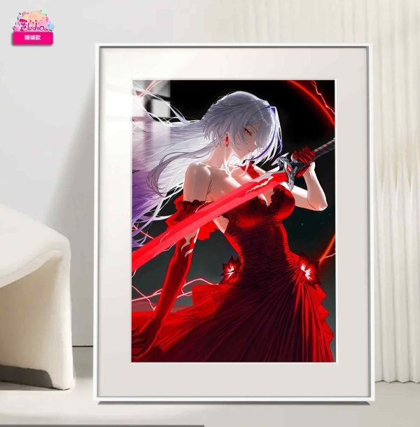 阿喵畫社 陰冥白髮黃泉精裱畫 