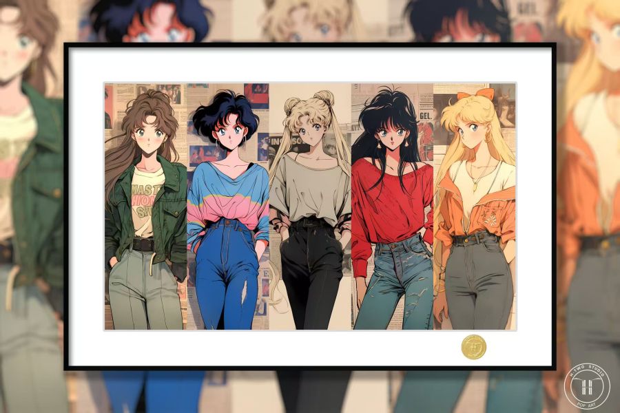 H2工作室 《港風美少女》美少女戰士月野兔水冰月水野亞美火野麗木野真琴裝飾畫 
