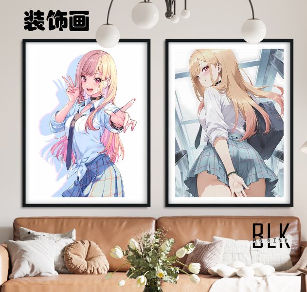 巴洛克 微笑喜多川海夢更易人偶墜入愛河瑪琳裝飾畫/冰箱貼 