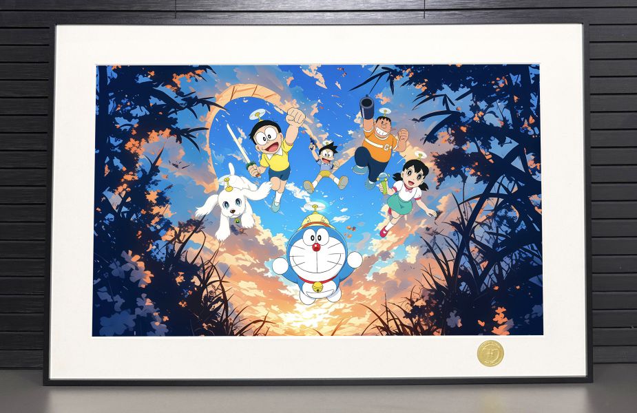 H2工作室《哆啦A夢》大雄小叮噹靜香胖虎小夫扁扁裝飾畫 