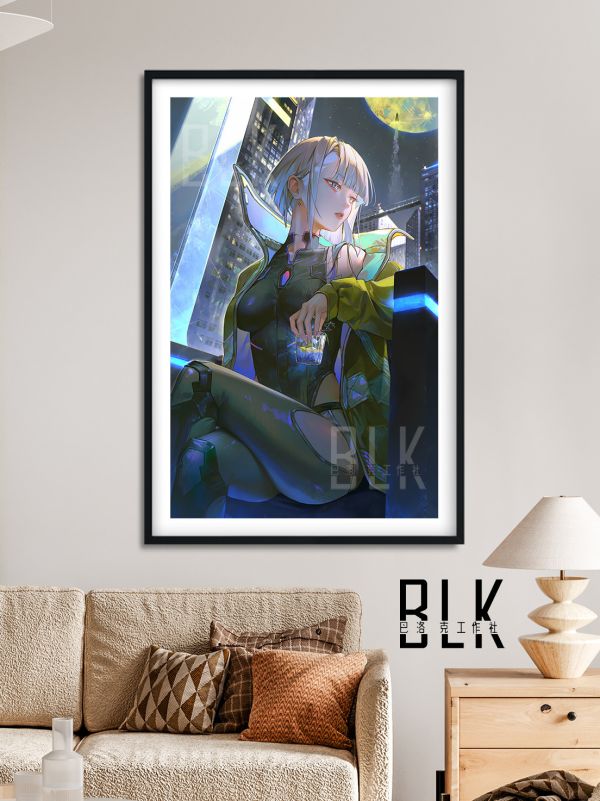 巴洛克《月下露西》賽博朋克邊緣行者Lucy裝飾畫 