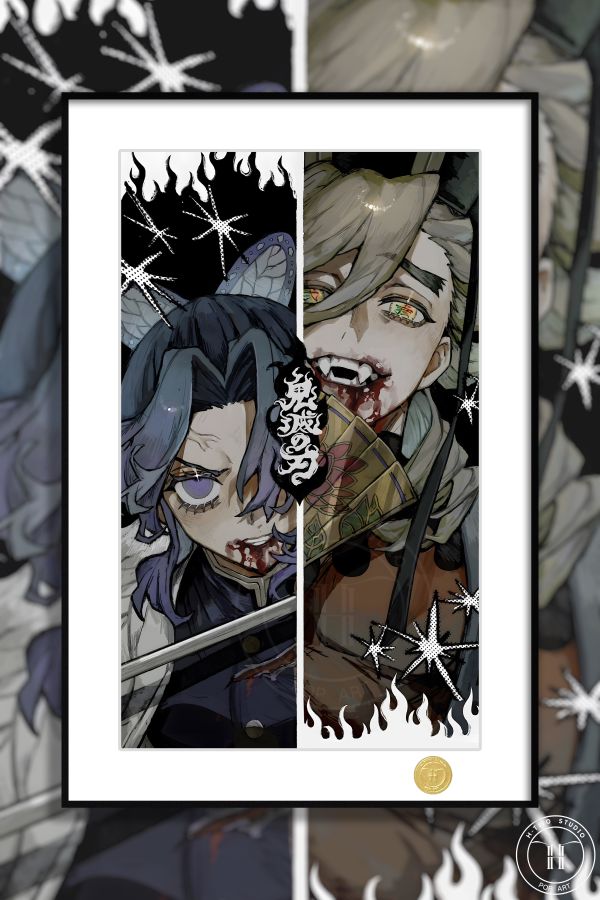 H2工作室 《蝴蝶忍vs童磨》鬼滅之刃無限城篇裝飾畫 