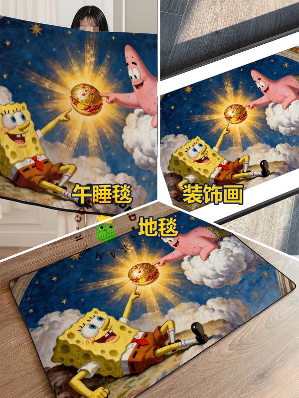 皇呱《創造蟹黃堡》海綿寶寶米開朗基羅名畫裝飾畫 