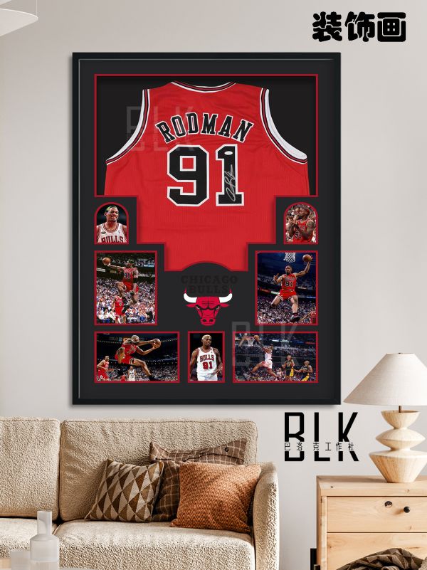 巴洛克 羅德曼NBA球衣畫系列大蟲芝加哥公牛隊藝術裝飾畫 