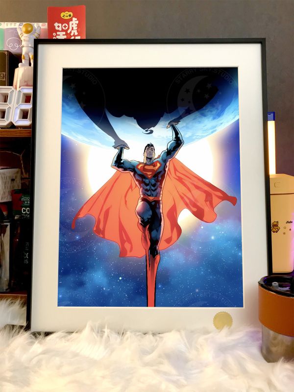 星空《超人》dc鋼鐵之軀克拉克superman裝飾畫 