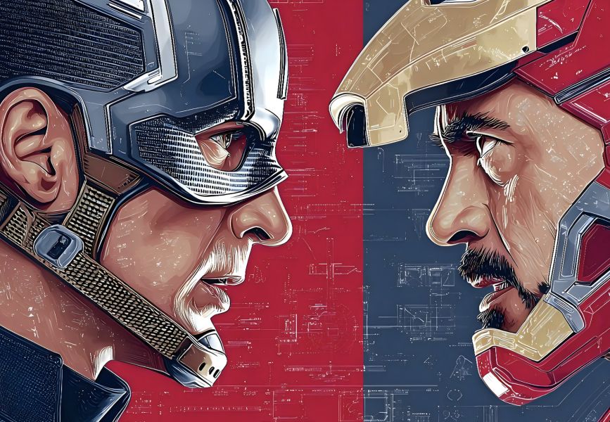 H2工作室 《鋼鐵俠美隊》復仇者聯盟漫威裝飾畫 